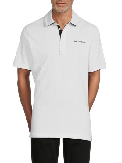 Karl Lagerfeld Men's Logo Polo In White