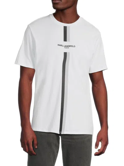 Karl Lagerfeld Men's Logo Racing Stripe T-shirt In White