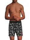 Karl Lagerfeld Men's Logo Swim Shorts In Black White