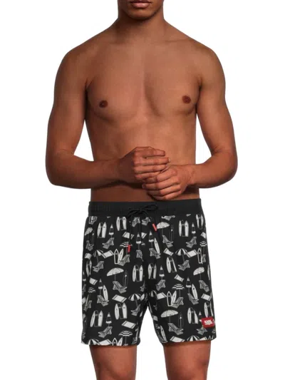 Karl Lagerfeld Men's Logo Swim Shorts In Black White