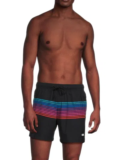 Karl Lagerfeld Men's Logo Swim Shorts In Multi Stripe