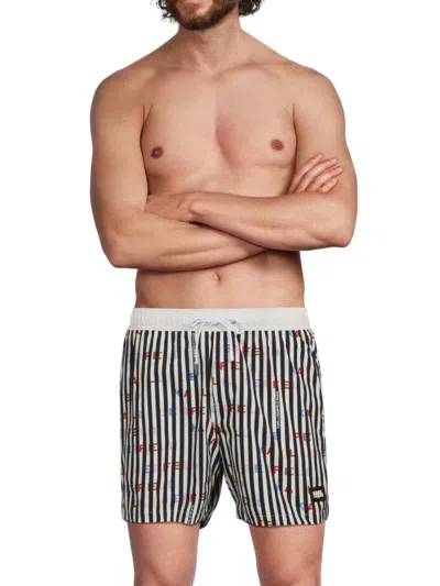 Karl Lagerfeld Men's Logo Swim Shorts In White Black