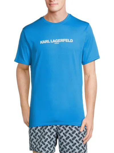 Karl Lagerfeld Men's Logo T-shirt In Bright Blue