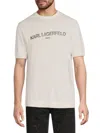 Karl Lagerfeld Men's Lightweight Logo Short-sleeve Sweater In White