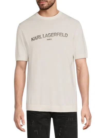 Karl Lagerfeld Men's Lightweight Logo Short-sleeve Sweater In White