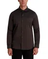Karl Lagerfeld Long Sleeve Printed Button Front Shirt In Brown