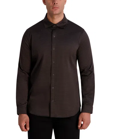 Karl Lagerfeld Long Sleeve Printed Button Front Shirt In Brown