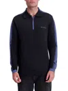 Karl Lagerfeld Men's Long Sleeve Zip Polo In Black Navy