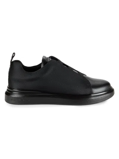 Karl Lagerfeld Men's Low Top Leather & Mesh Slip On Sneakers In Black