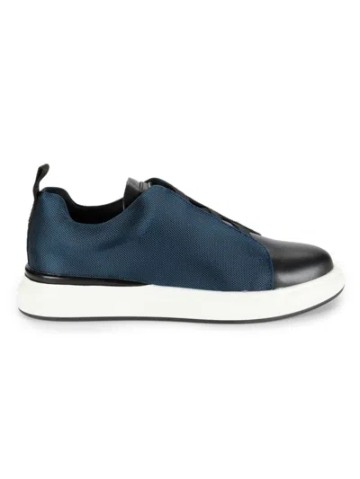 Karl Lagerfeld Men's Low Top Leather & Mesh Slip On Sneakers In Blue Black