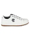 Karl Lagerfeld Men's Side Heart Logo Patch Tumbled Leather Sneaker In White