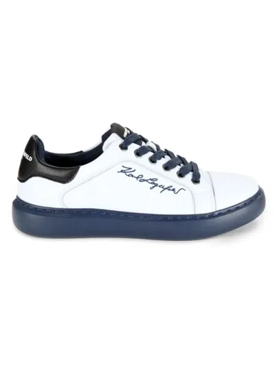 Karl Lagerfeld Men's Low Top Leather Sneakers In White