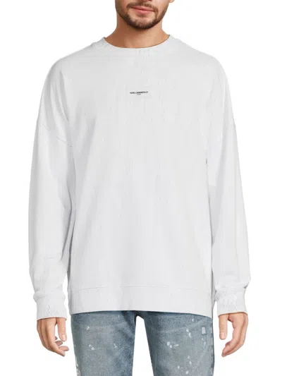 Karl Lagerfeld Men's Marble Print Logo Sweatshirt In Off White