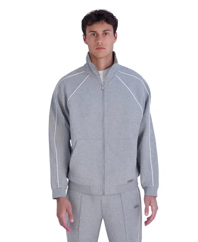 Karl Lagerfeld Men's Metal Logo Patch And Piping Detail Ponte Track Jacket In Multi