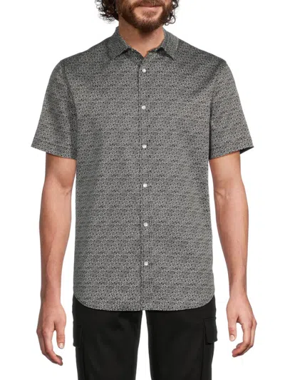 Karl Lagerfeld Men's Micro Logo Print Shirt In Black