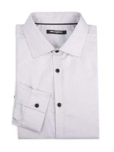 Karl Lagerfeld Men's Mini-check Woven Shirt In Light Grey
