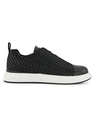 Karl Lagerfeld Men's Mixed Media Laceless Sneakers In Black