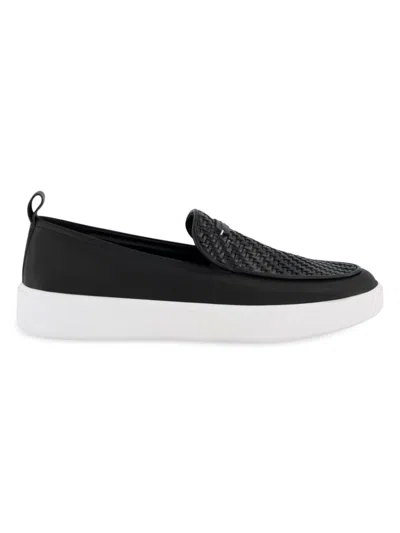 Karl Lagerfeld Men's Mixed Media Logo Slip-on Sneakers In Black