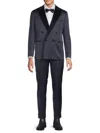 Karl Lagerfeld Men's Modern Fit Peak Lapel Tonal Tuxedo In Dark Navy