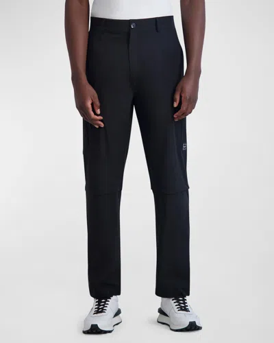 Karl Lagerfeld Men's Nylon Cargo Pants With Ankle Snap Buttons In Black