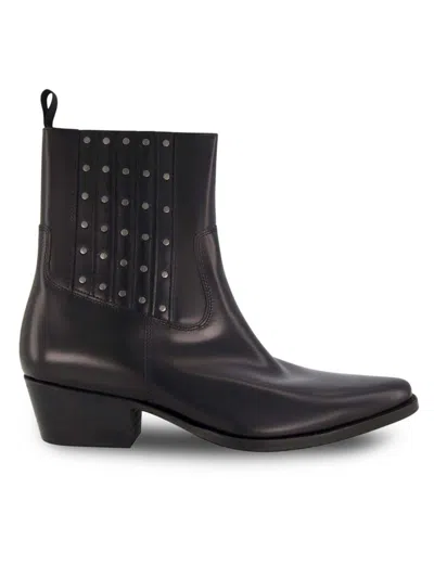 KARL LAGERFELD MEN'S PARIS WHITE LABEL STUDDED LEATHER CHELSEA BOOTS