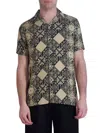 Karl Lagerfeld Slim Fit Short Sleeve Button-up Shirt In Tan Multi