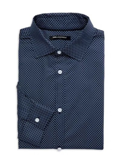 Karl Lagerfeld Men's Pattern Dress Shirt In Blue