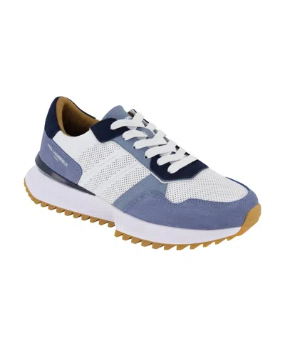 Karl Lagerfeld Men's Perforated Running Sneakers In Blue