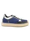 Karl Lagerfeld Men's Perforated Suede Low-top Espadrille Sneakers In Blue