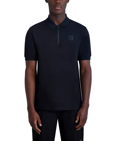 Karl Lagerfeld Men's Performance Solid Cuff Polo Shirt In Black