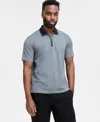Karl Lagerfeld Men's Performance Stripe Zip Polo Shirt In Navy