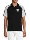 Karl Lagerfeld Men's Colorblock Polo Shirt With Johnny Collar In Black