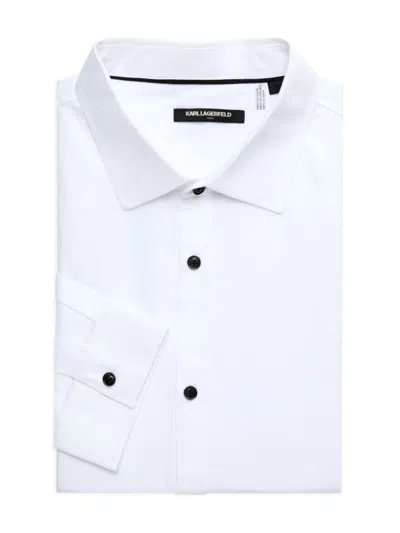 Karl Lagerfeld Men's Pinstripe Dress Shirt In White