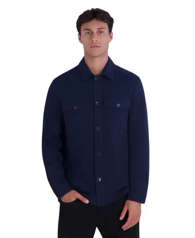 Karl Lagerfeld Men's Pique Shirt Jacket In White