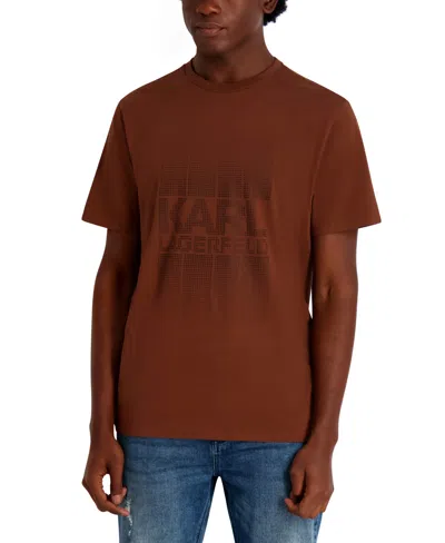 Karl Lagerfeld Men's Pixelated Graphic Detail T-shirt In Brown