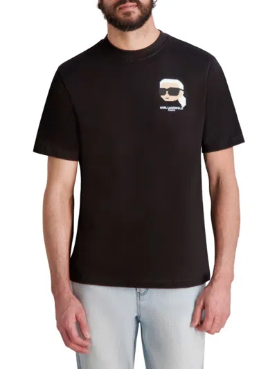 Karl Lagerfeld Men's Pixelated Karl Graphic Cotton T-shirt In Black