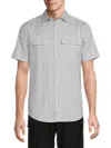 Karl Lagerfeld Men's Plaid Cotton Shirt In White Blue