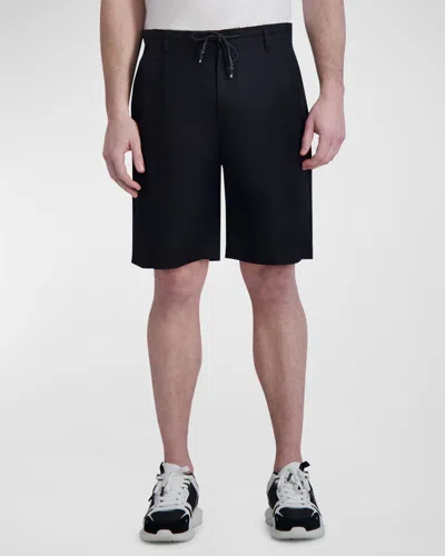 Karl Lagerfeld Men's Pleated Drawcord Shorts In Black