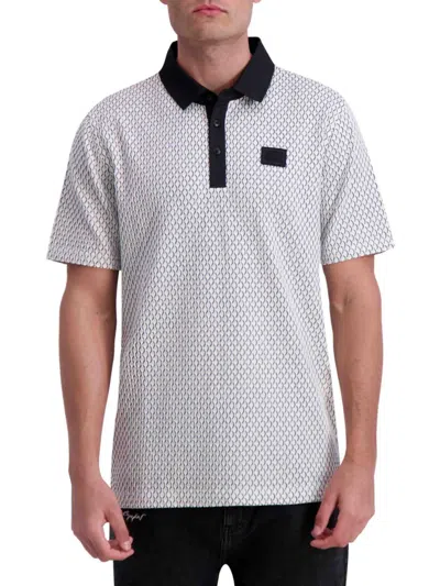 Karl Lagerfeld Men's Print Polo In White Black