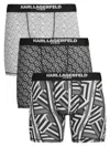 Karl Lagerfeld Men's 3-pack Printed Boxer Briefs In Black White