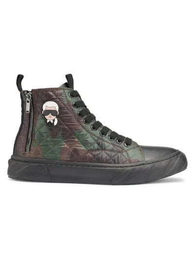 Karl Lagerfeld Men's Quilted Camo High Top Sneakers In Black Brown