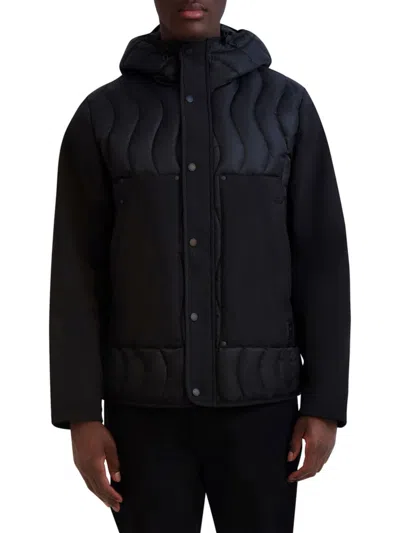 KARL LAGERFELD MEN'S QUILTED HOODED BOMBER JACKET