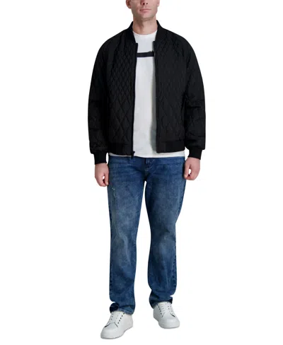 Karl Lagerfeld Men's Quilted Water-resistant Bomber Jacket In Black
