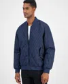 Karl Lagerfeld Men's Quilted Water-resistant Bomber Jacket In Blue