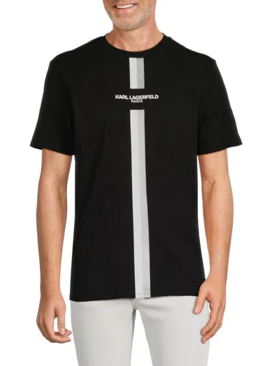 Karl Lagerfeld Men's Racing Stripe Logo Tee In Black