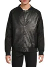 Karl Lagerfeld Men's Raglan Sleeve Faux Leather Bomber Jacket In Black