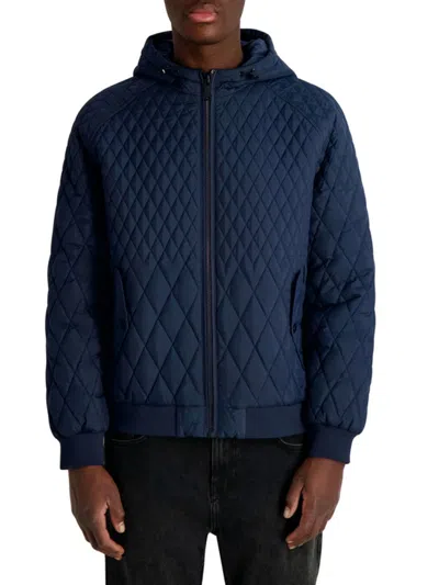 Karl Lagerfeld Men's Regular-fit Diamond Quilted Bomber Jacket In Blue
