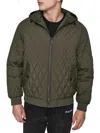 Karl Lagerfeld Paris Hooded Diamond Quilted Jacket In Gray