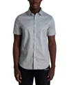 Karl Lagerfeld Printed Short Sleeve Button Front Shirt In Black,white