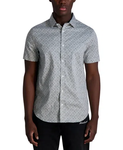 KARL LAGERFELD MEN'S REGULAR-FIT DOUBLE LL LOGO-PRINT BUTTON-DOWN SHIRT